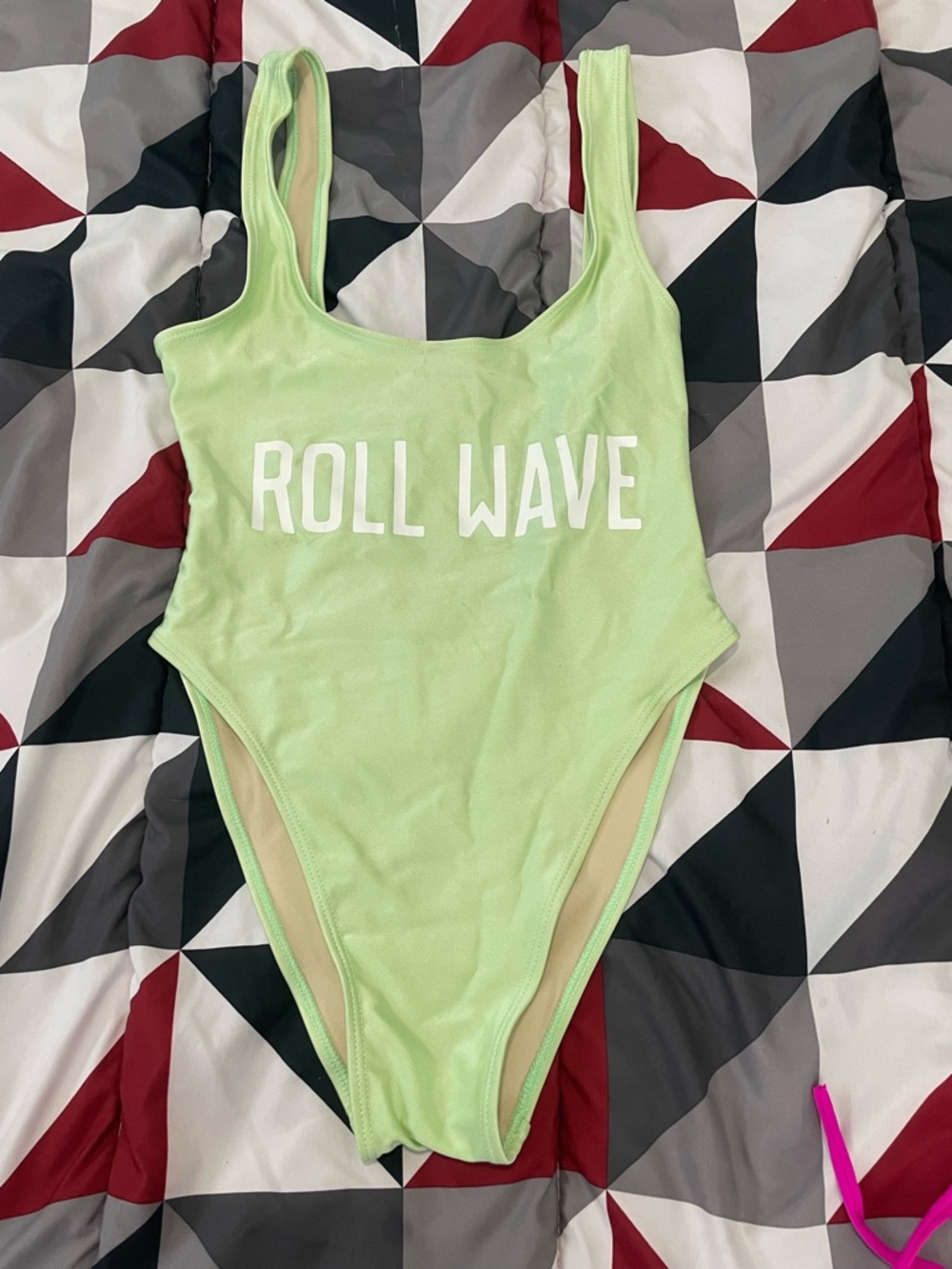 PRIVATE PARTY Lime Green One-Piece Swimsuit with ROLL WAVE Logo